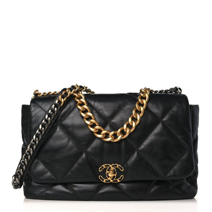 Chanel Goatskin Quilted Maxi Chanel 19 Flap Black 1 of 9
