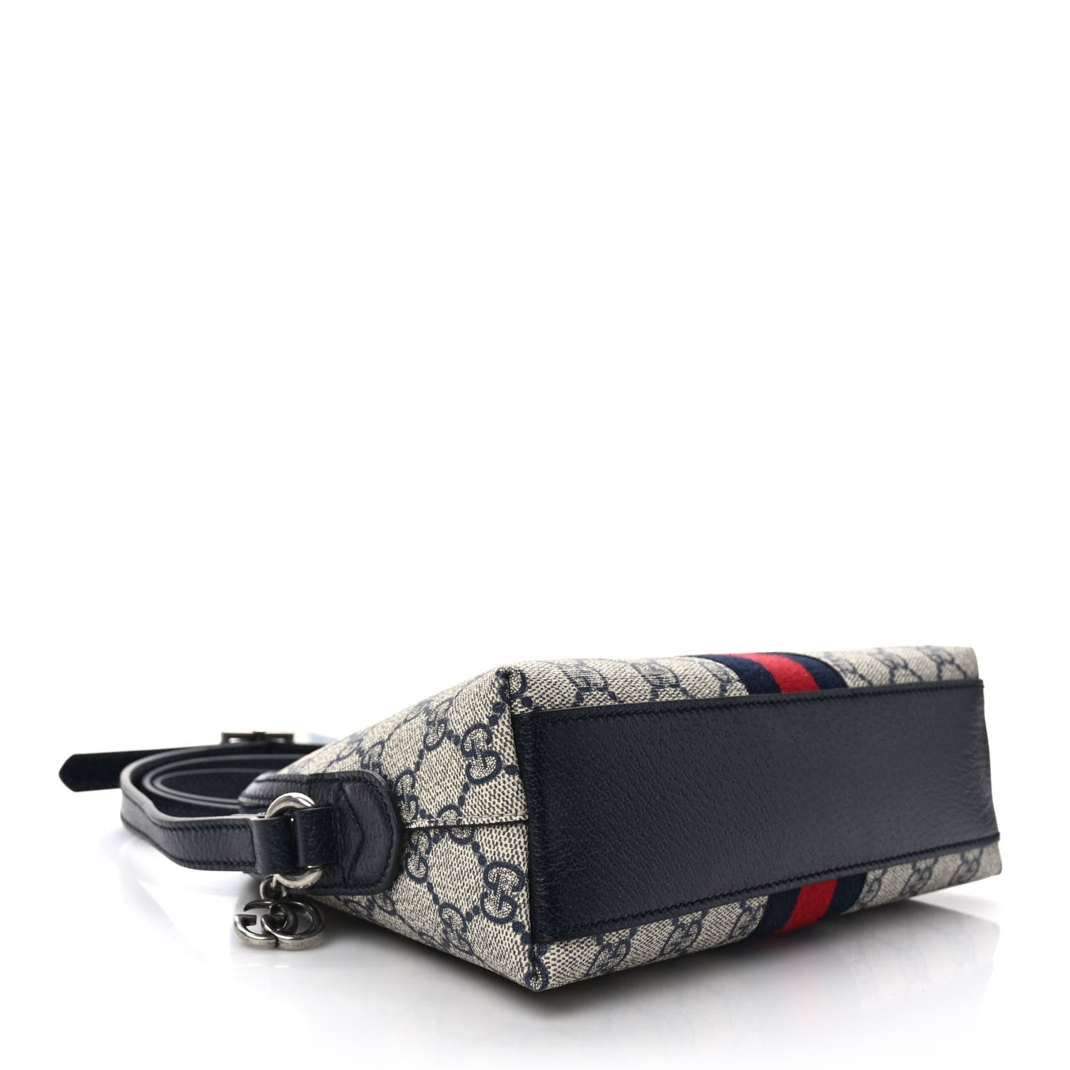 Gucci GG Supreme Monogram Textured Dollar Calfskin Web Small Ophidia Dome Shoulder Bag Beige Blue 4 of 8