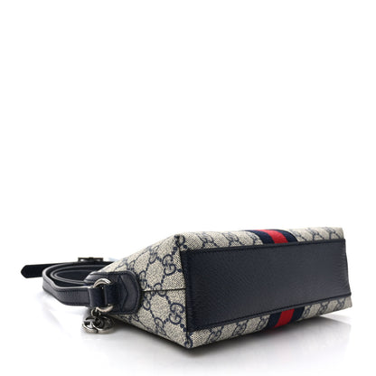Gucci GG Supreme Monogram Textured Dollar Calfskin Web Small Ophidia Dome Shoulder Bag Beige Blue 4 of 8