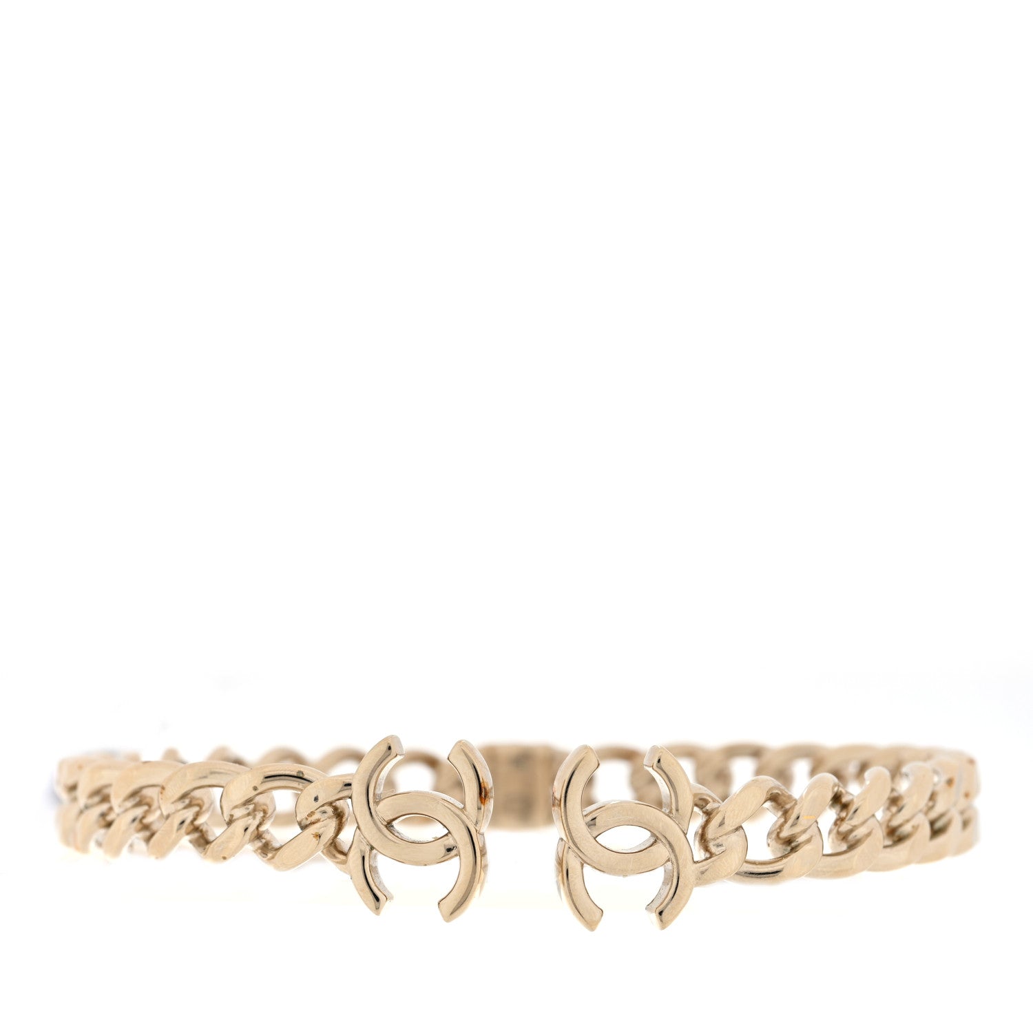 Chanel Metal CC Chain Link Choker Necklace M Gold 1 of 5