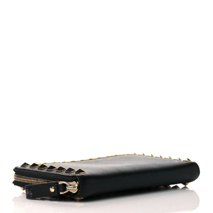 Valentino Garavani Calfskin Rockstud Zip Around Wallet Black 4 of 13