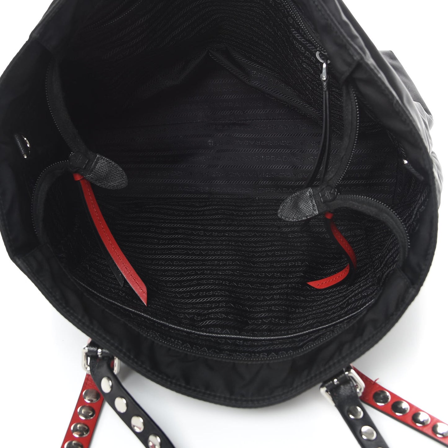 Nylon New Vela Studded Tote Black Fuoco