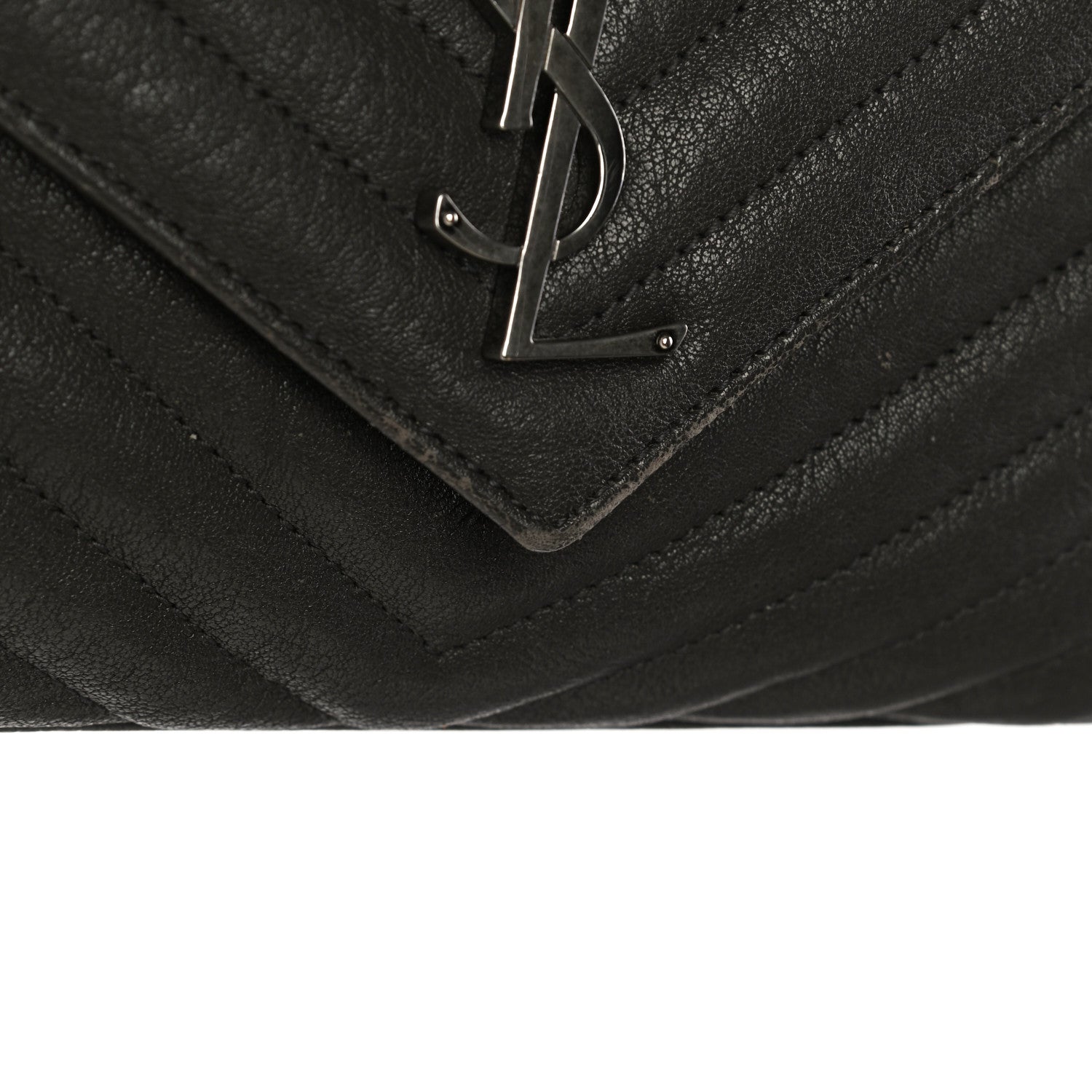 Saint Laurent Sheepskin Matelasse Chevron Monogram Medium College Bag Asphalt 21 of 21
