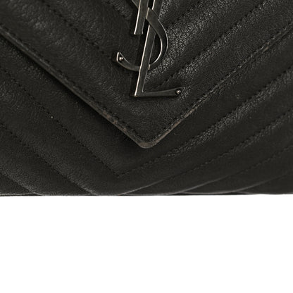 Saint Laurent Sheepskin Matelasse Chevron Monogram Medium College Bag Asphalt 21 of 21