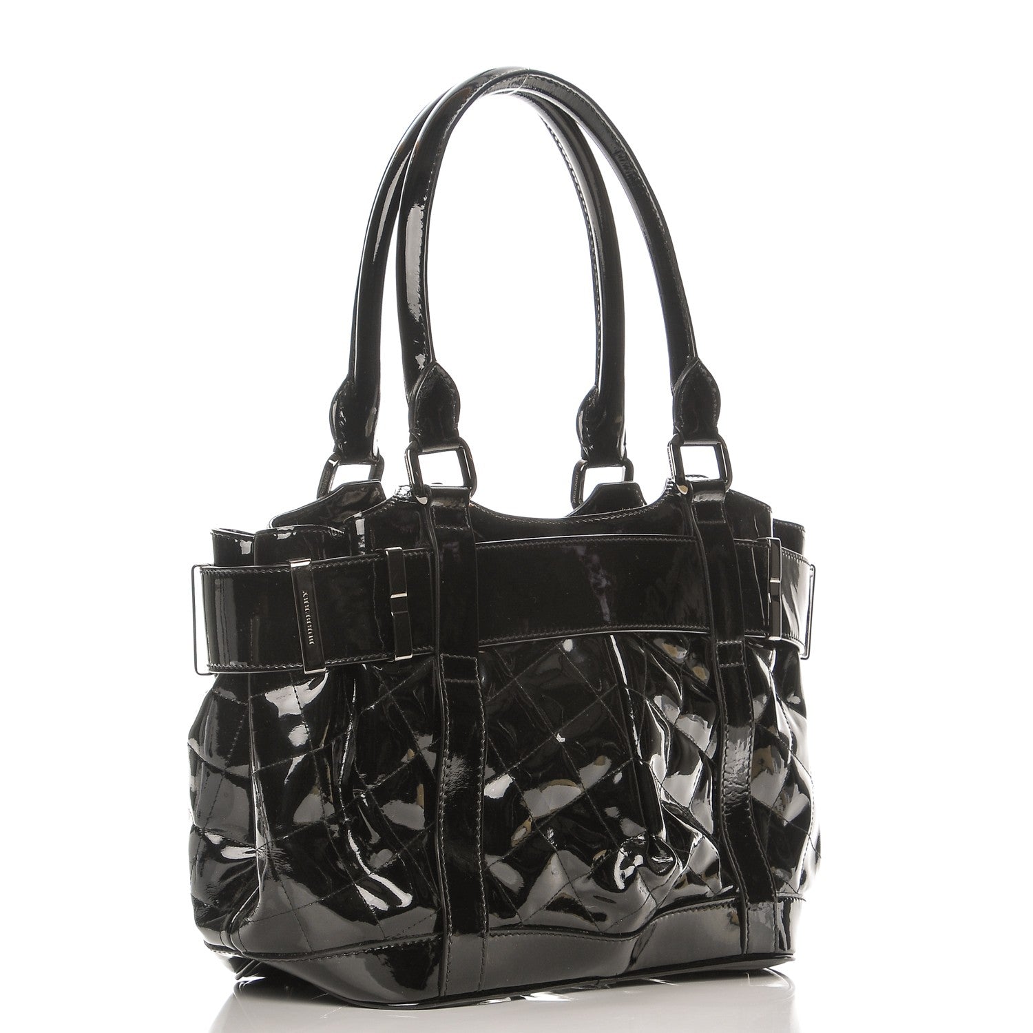 Burberry Patent Quilted Small Eastmore Landscape Tote Black 3 of 15