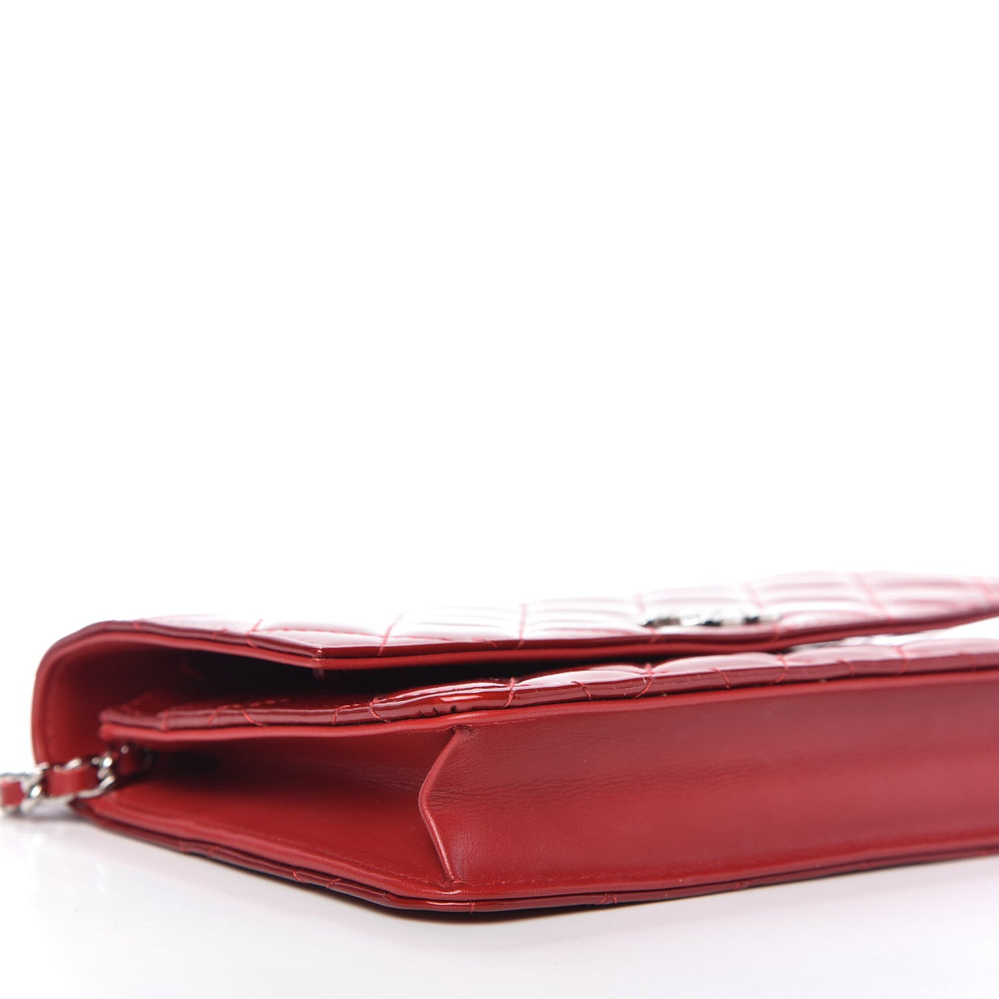 Patent Quilted Brilliant Wallet On Chain WOC Red