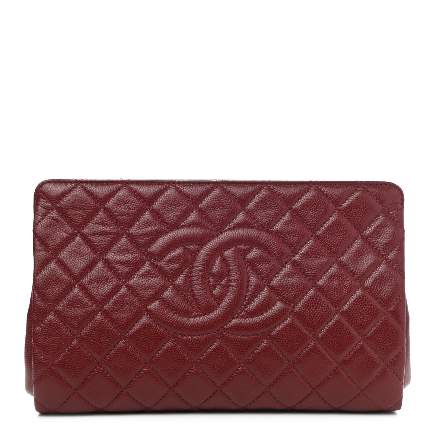 Caviar Quilted CC Large Clutch Dark Red