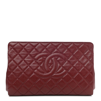 Chanel Caviar Quilted CC Large Clutch Dark Red 1 of 7