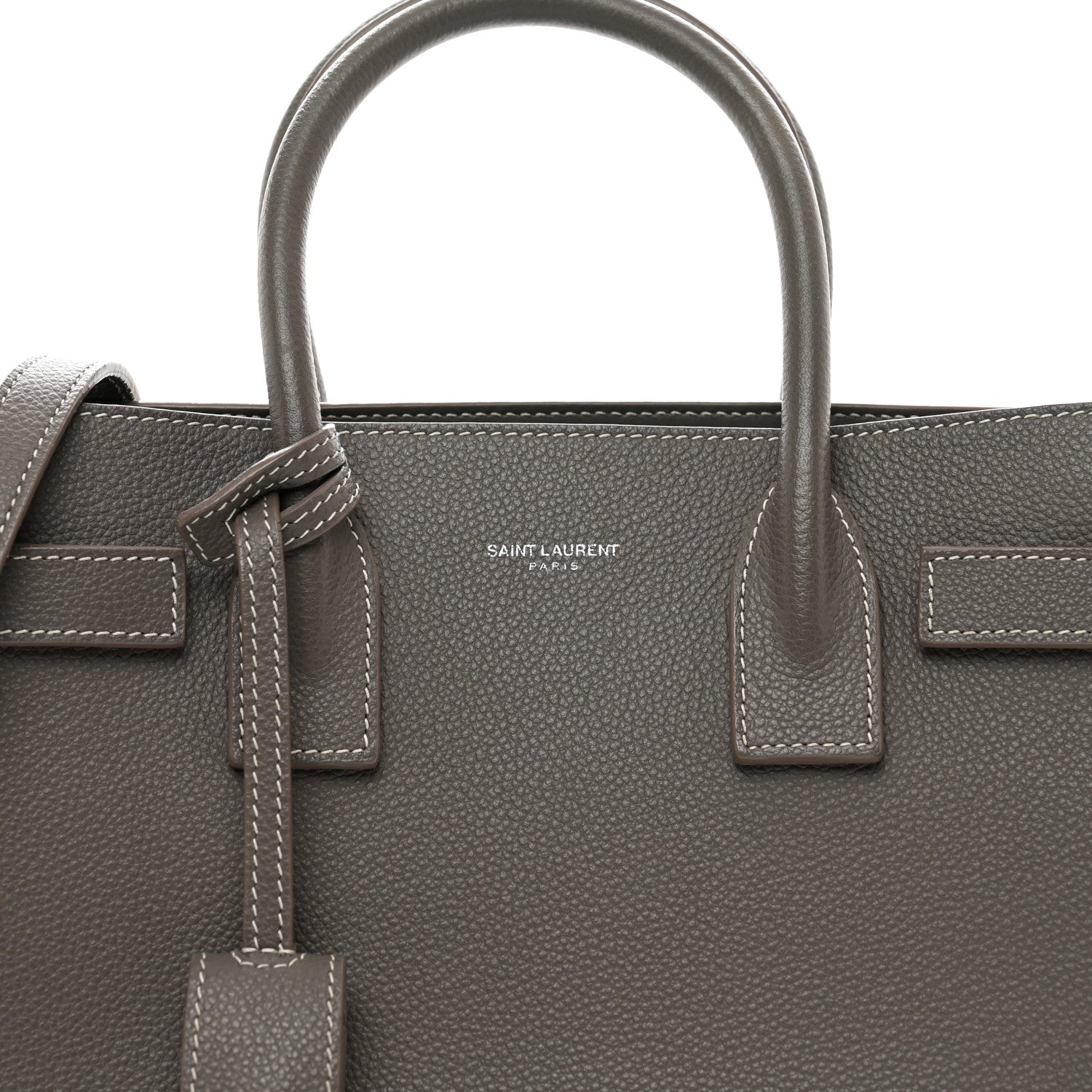 Saint Laurent Grained Calfskin Topstich Baby Sac De Jour Fog 5 of 12
