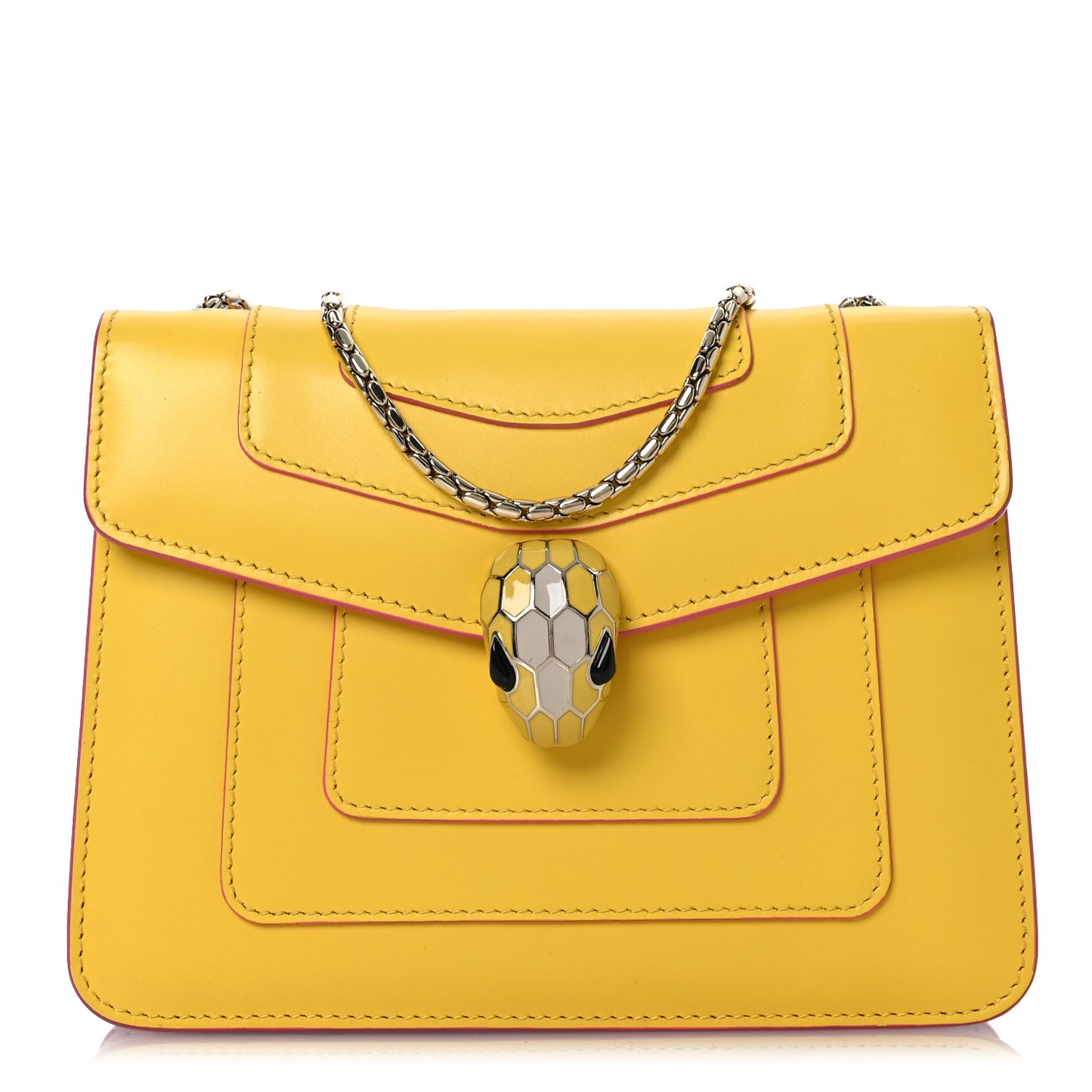Calfskin Small Serpenti Forever Snake Strap Crossbody Bag Yellow Multicolor
