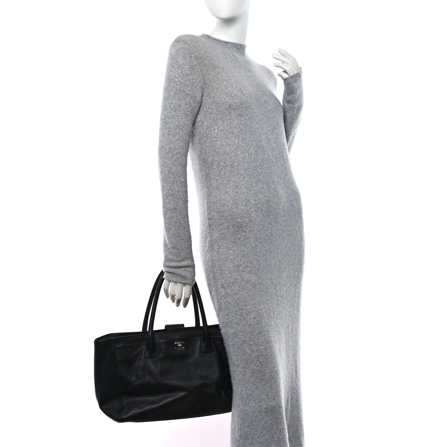 Calfskin Cerf Executive Shopper Tote Black