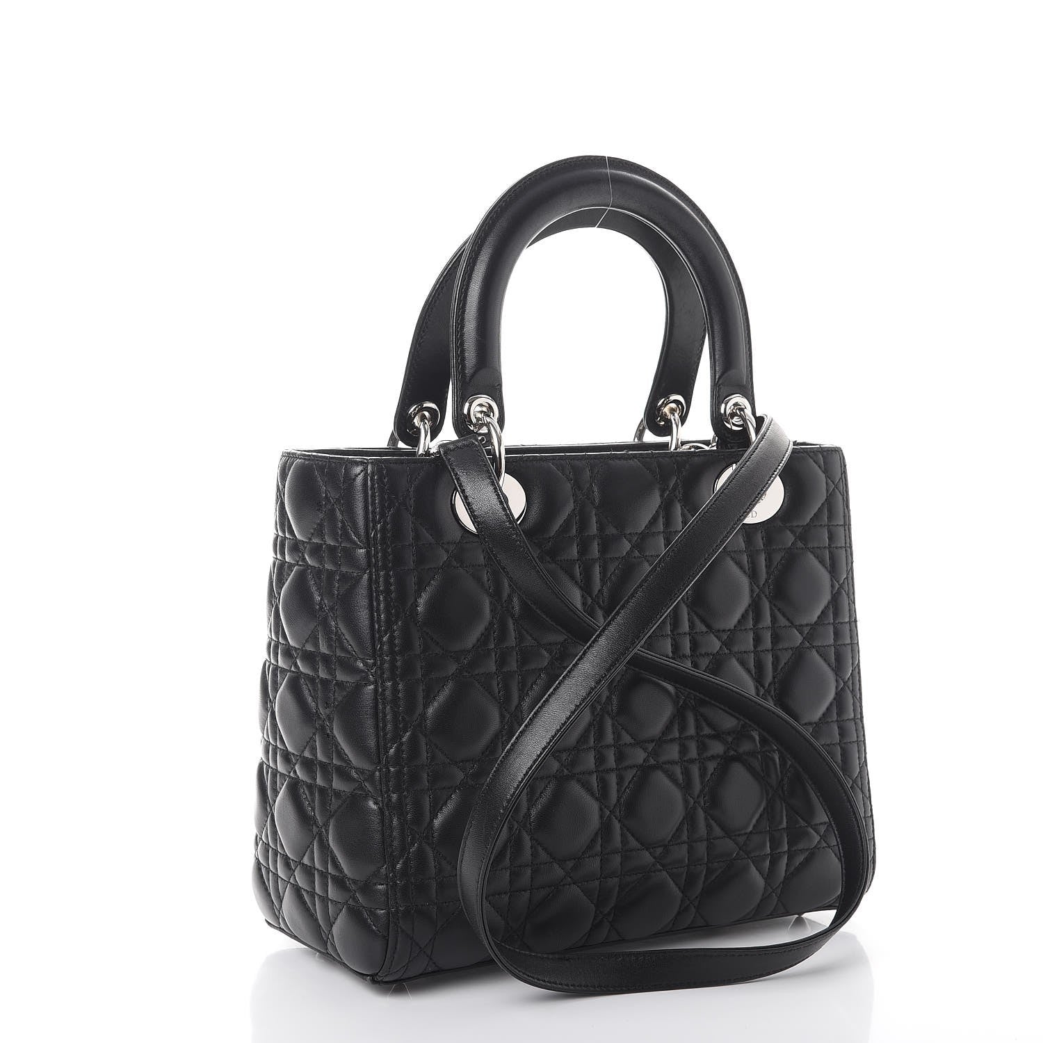 Christian Dior Lambskin Cannage Medium Lady Dior Black 3 of 12