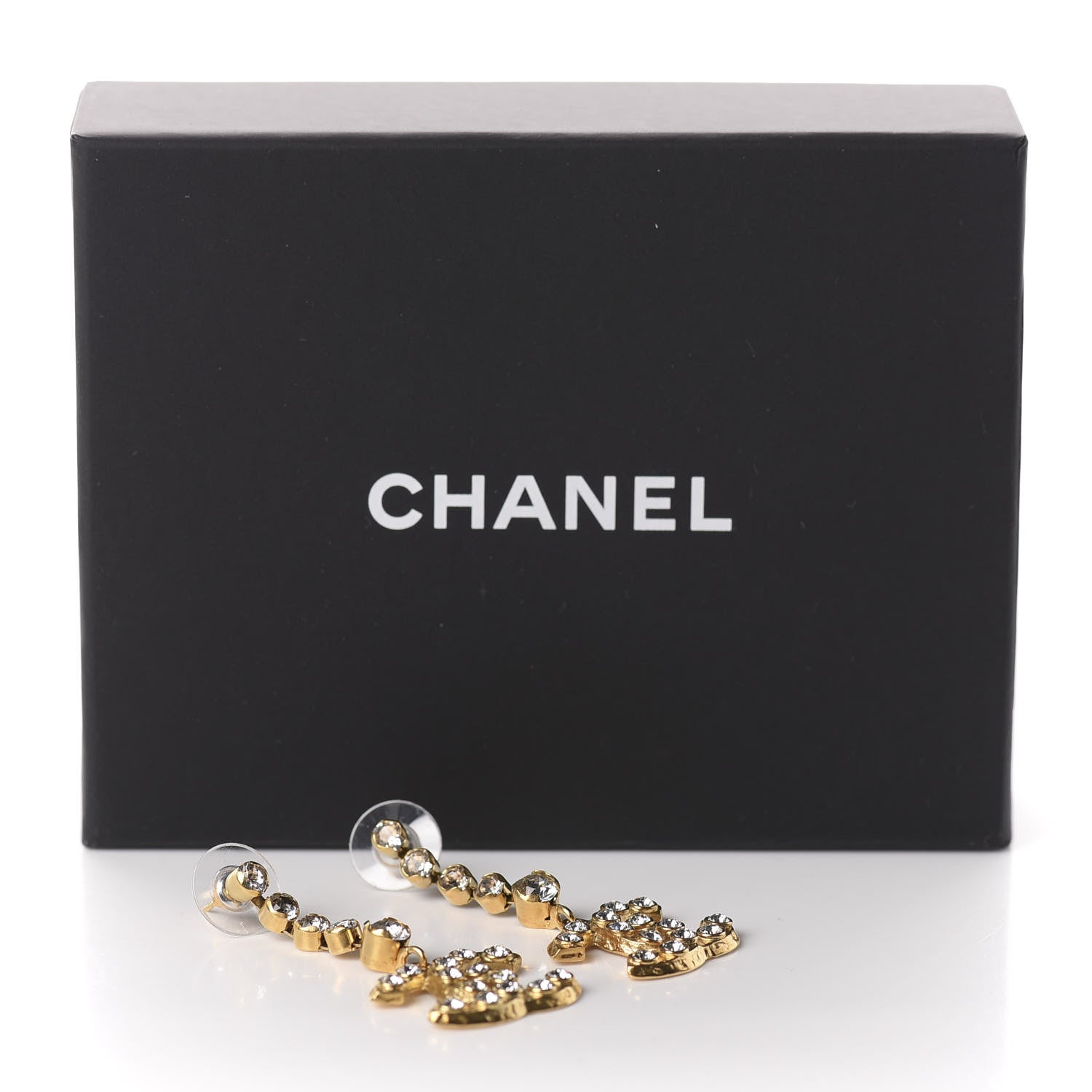 Chanel CC Crystal Drop Earrings Gold 5 of 5