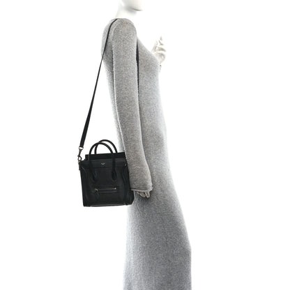Celine Drummed Calfskin Nano Luggage Black 2 of 10