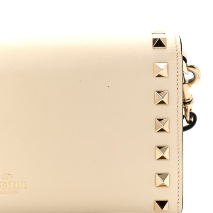 Valentino Garavani Calfskin Rockstud Wristlet Travel Wallet Light Ivory 8 of 10