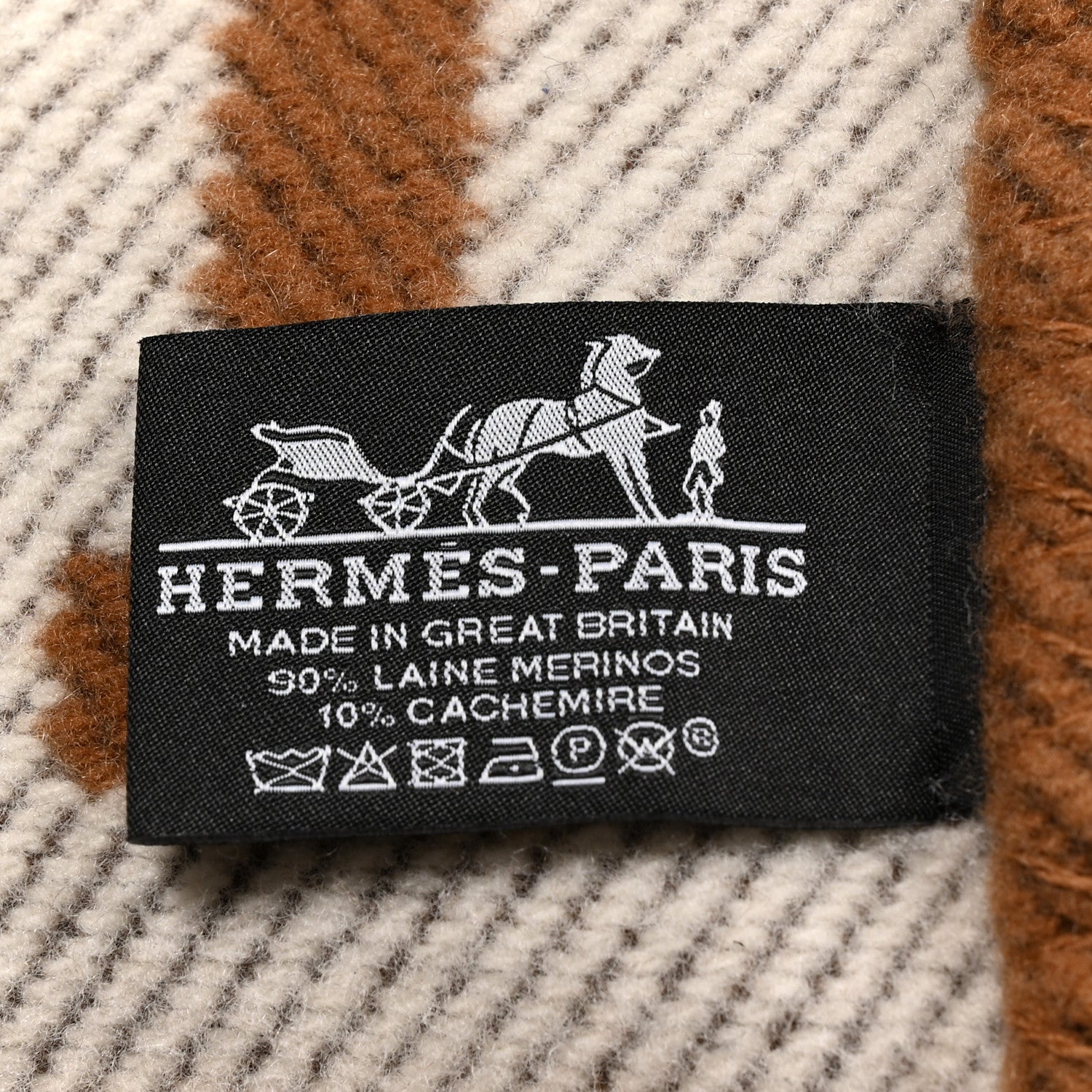 Hermes Wool Cashmere Avalon Blanket Ecru Camel 3 of 3