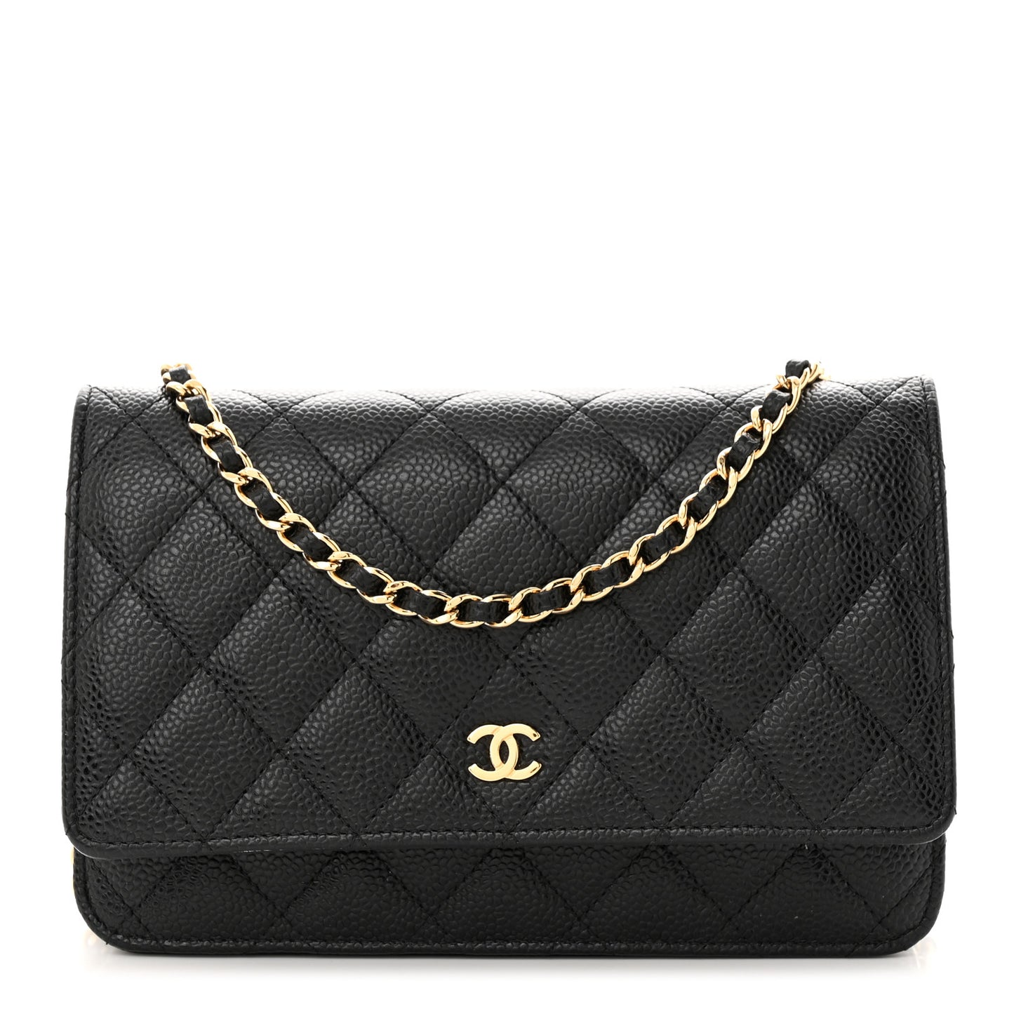 Caviar Quilted Wallet on Chain WOC Black