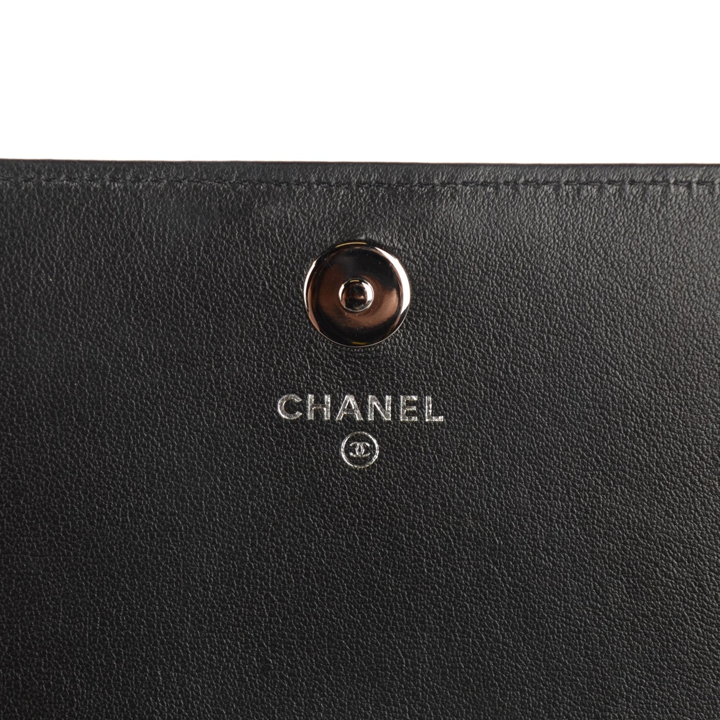 Lambskin Quilted Boy Wallet On Removable Chain WOC Black