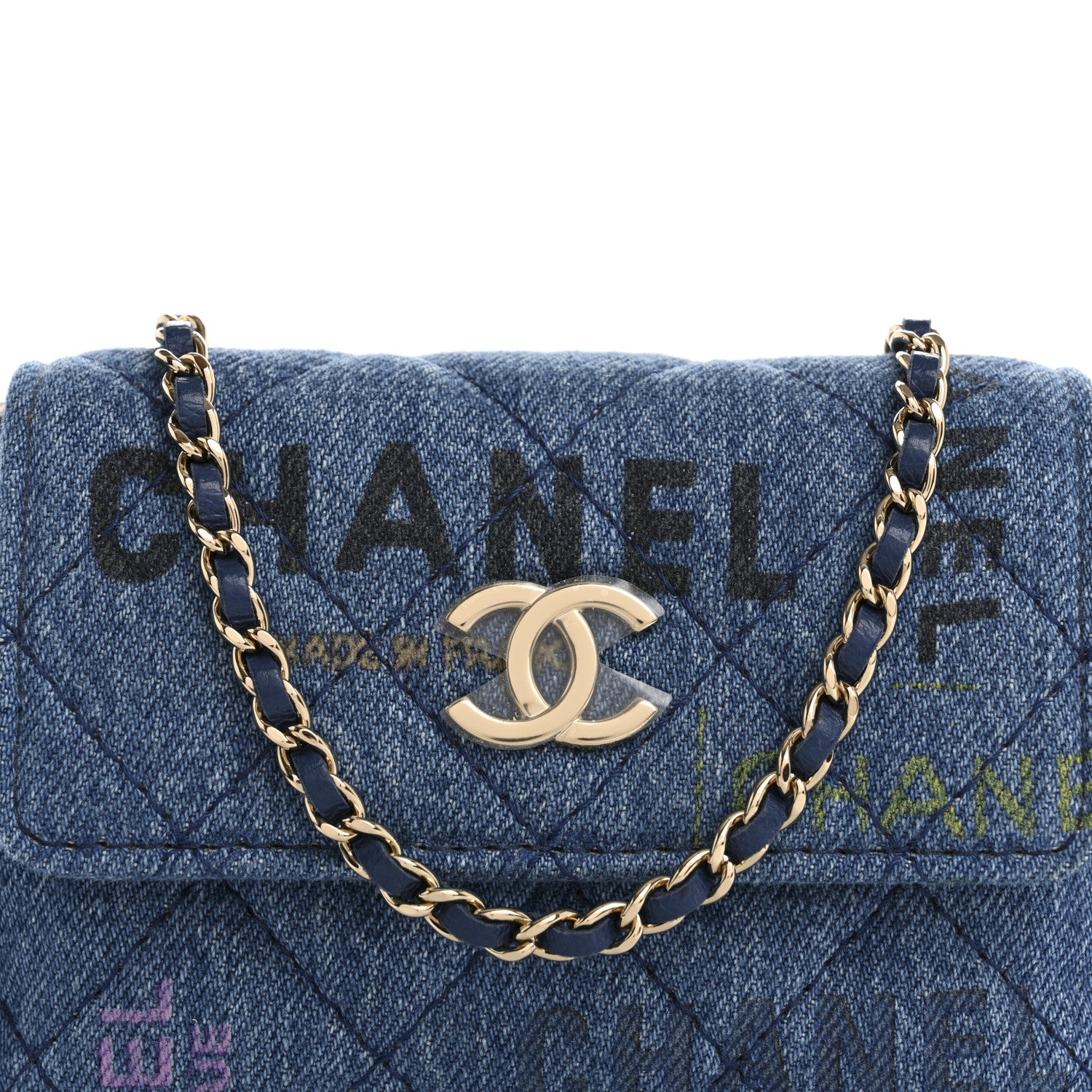 Chanel Denim Quilted Denim Mood Clutch With Chain Blue Multicolor 8 of 12