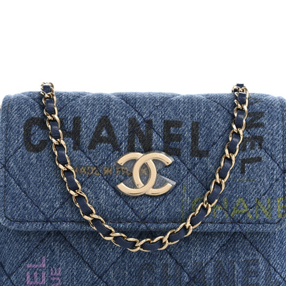 Chanel Denim Quilted Denim Mood Clutch With Chain Blue Multicolor 8 of 12