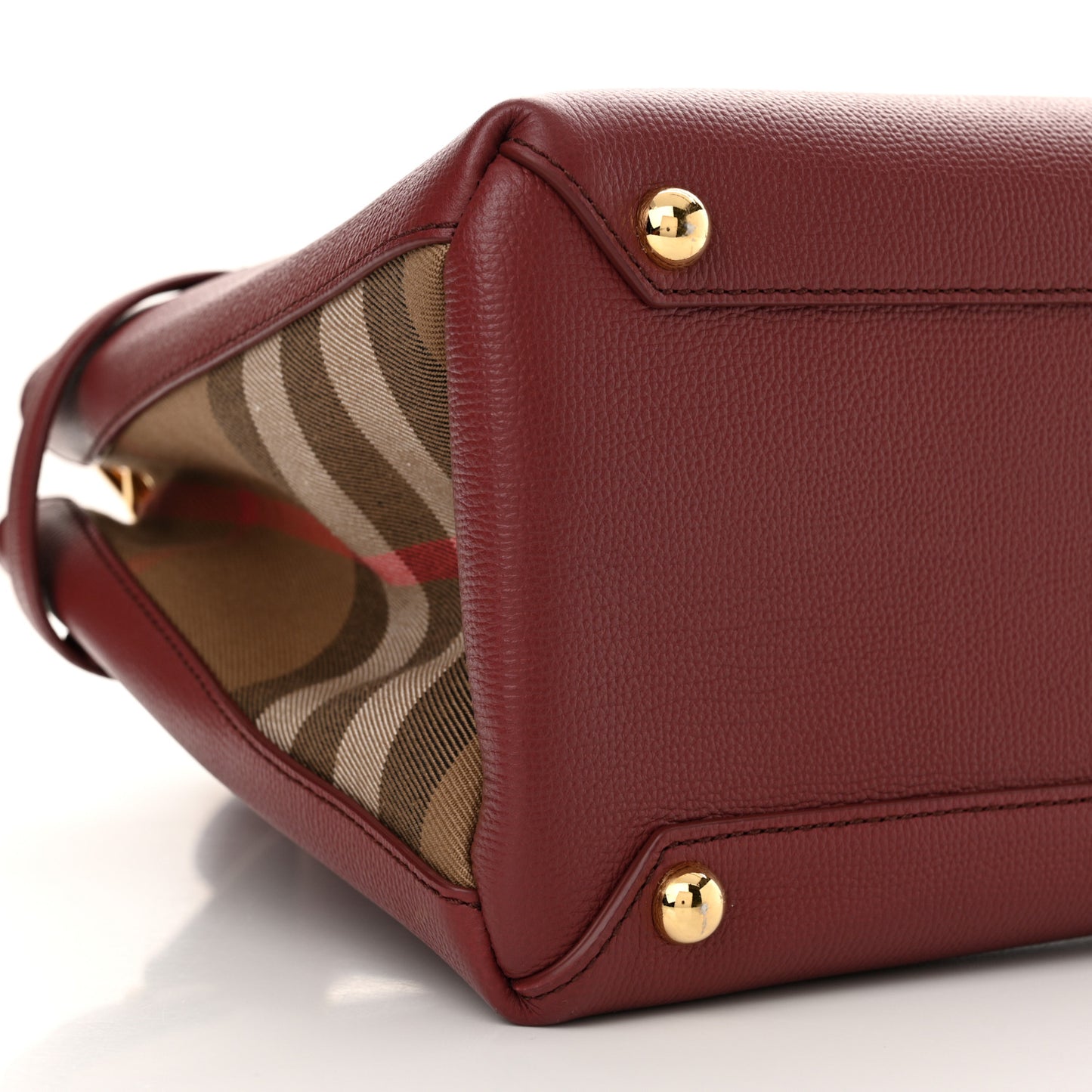 Grainy Calfskin House Check Medium Banner Tote Crimson