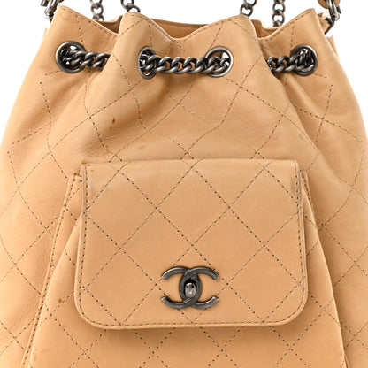 Chanel Calfskin Stitched Medium Urban Luxury Drawstring Backpack Beige 9 of 17
