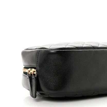 Chanel Caviar Quilted Curvy Pouch Cosmetic Case Black 7 of 9