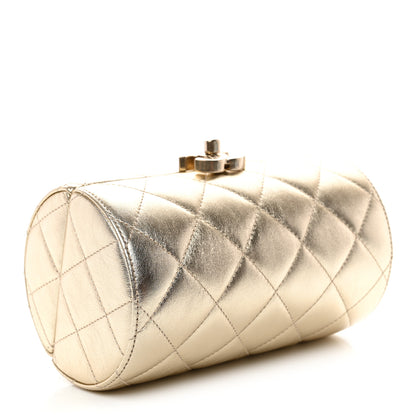 Chanel Metallic Lambskin Quilted Barrel Crossbody Bag Gold 4 of 11