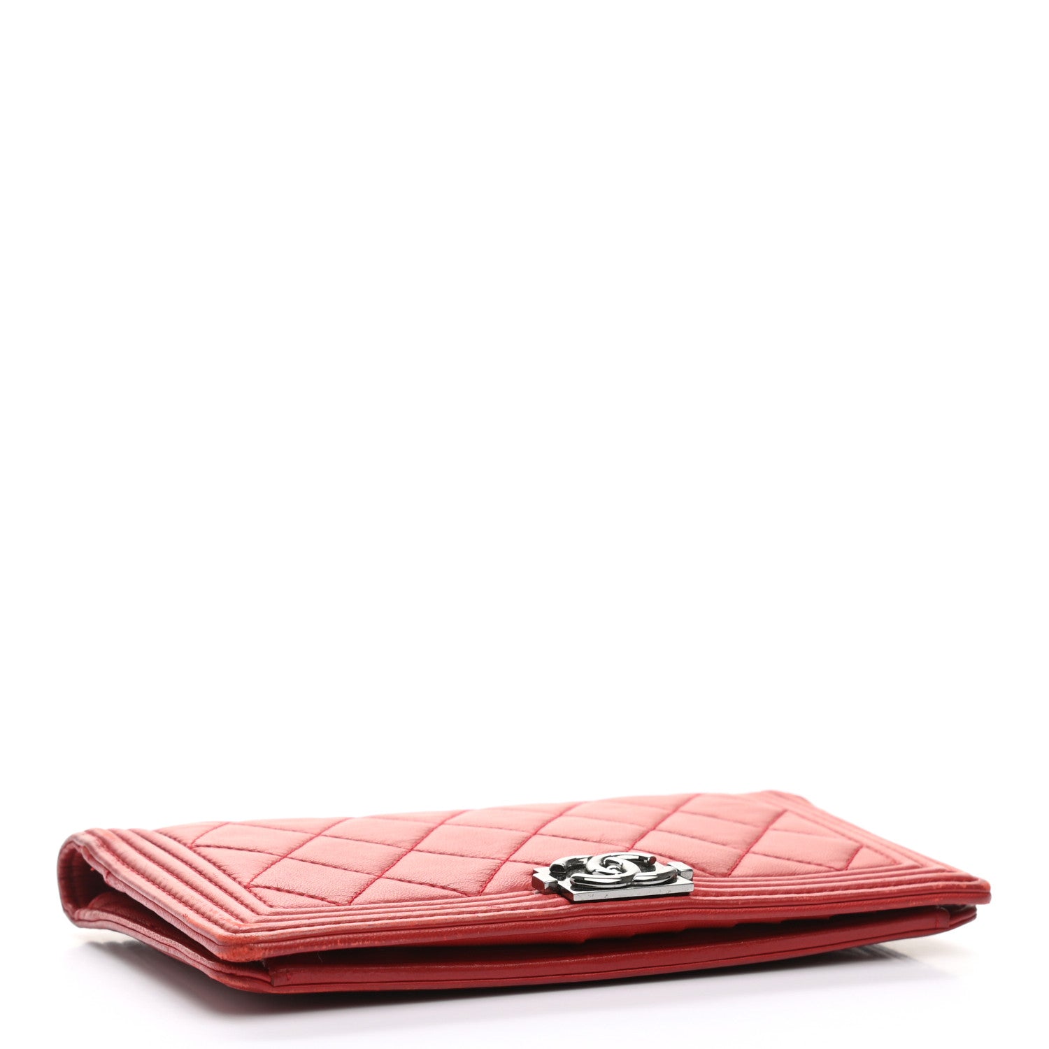 Chanel Lambskin Quilted Boy Yen Wallet Red 4 of 12
