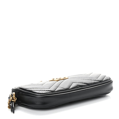 Gucci Calfskin Matelasse Mini GG Marmont Chain Crossbody Bag Black 4 of 9