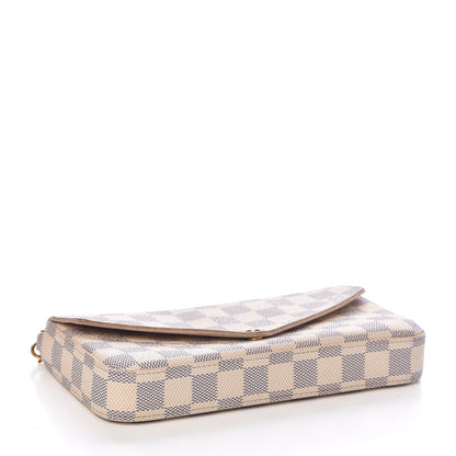 Louis Vuitton Damier Azur Pochette Felicie Chain Wallet Rose Ballerine 4 of 11