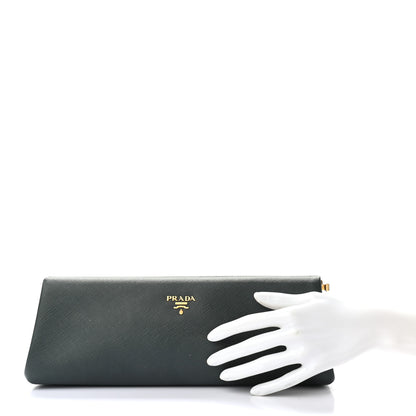 Prada Saffiano Lux East West Frame Clutch Smeraldo 2 of 7
