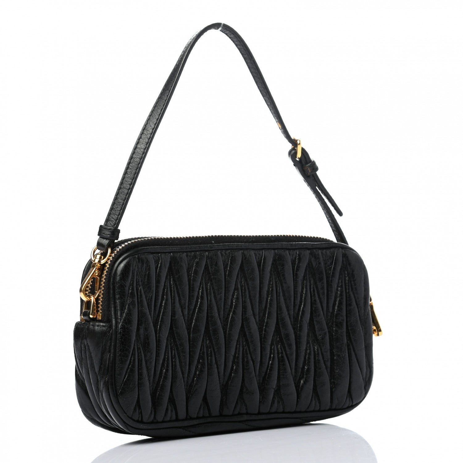 Miu Miu Nappa Matelasse Double Zip Wristlet Black 3 of 10