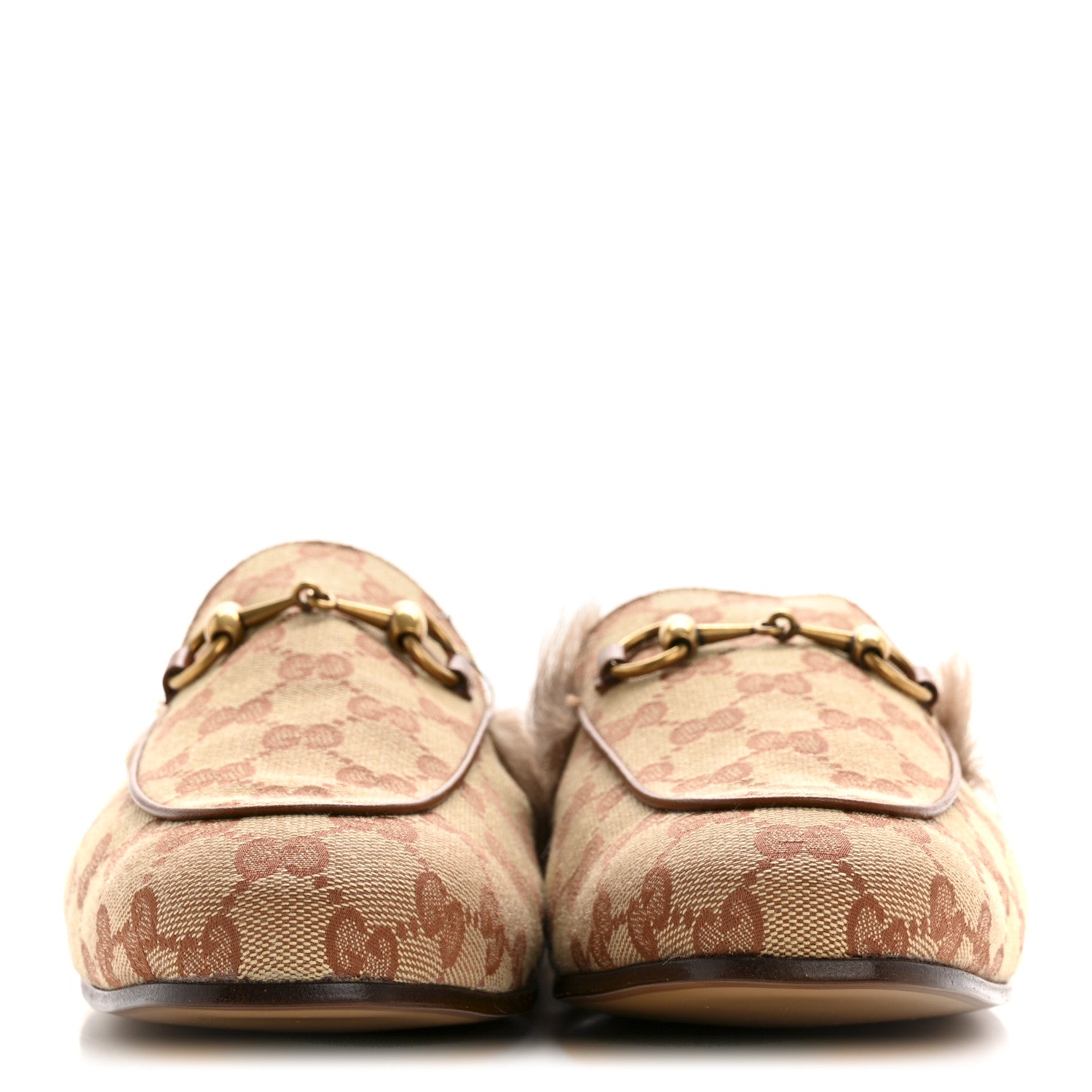 Gucci GG Monogram Fur Mens Princetown Slippers 7.5 Beige Ruggine Rust 3 of 8