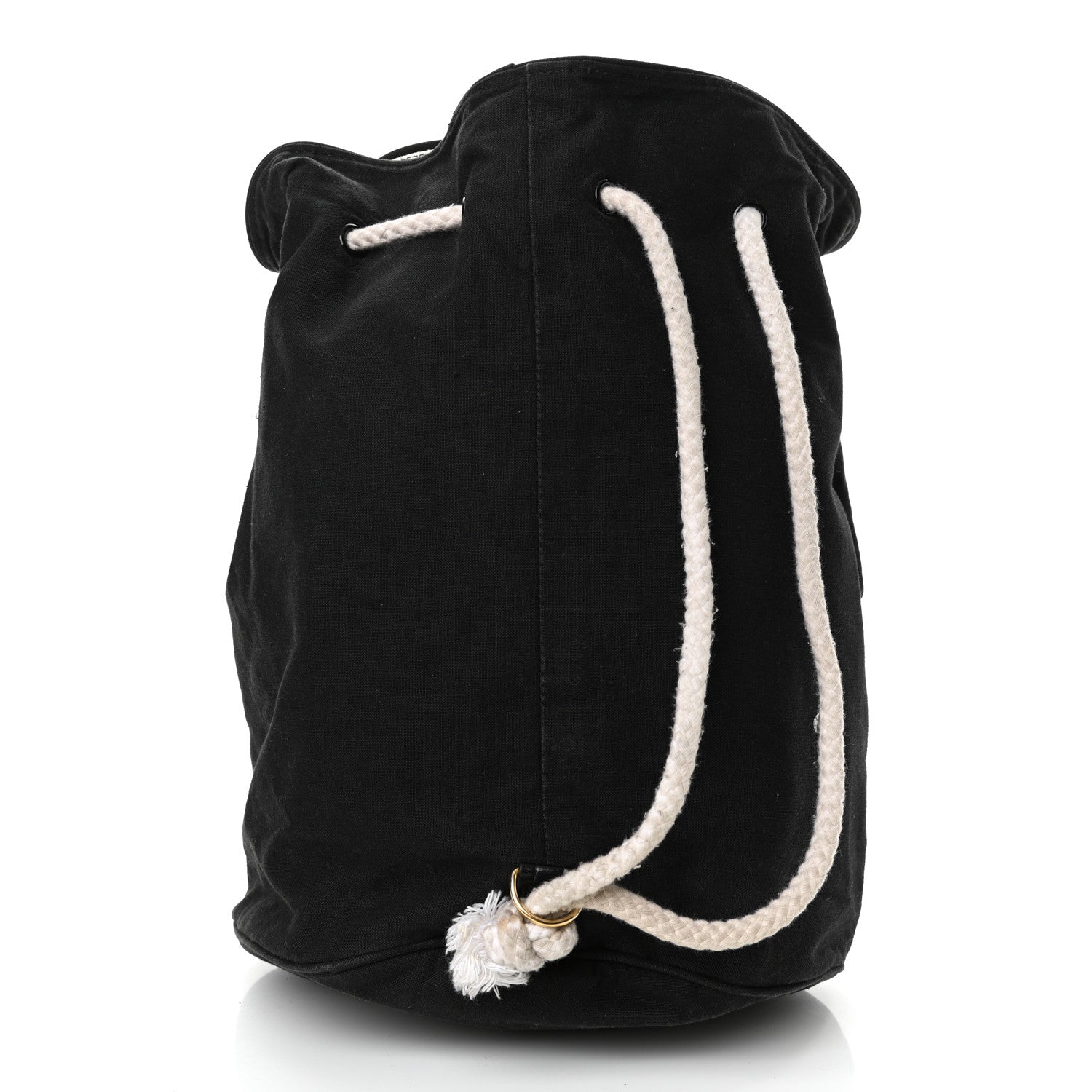 Chanel Canvas Drawstring Backpack Black White 3 of 10
