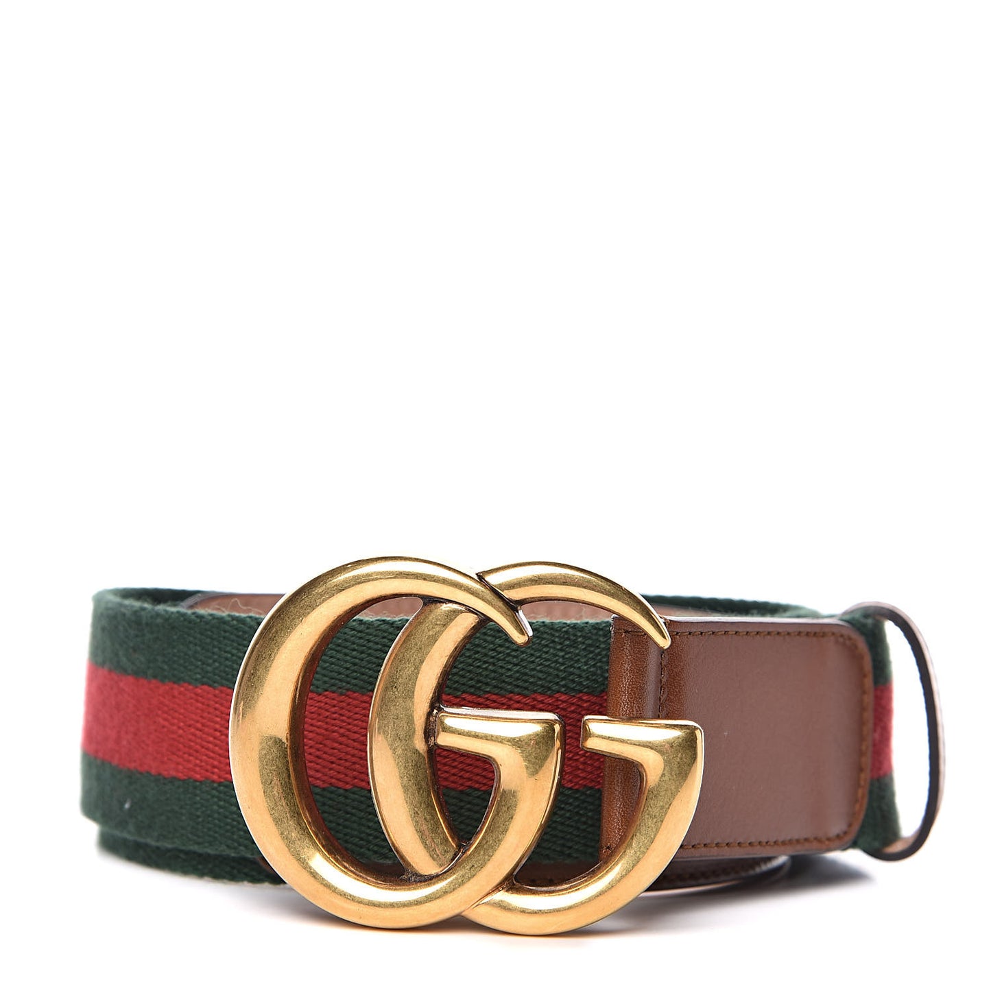 Nylon Calfskin Double G Web 40mm Belt 90 36 Green Red Cuir