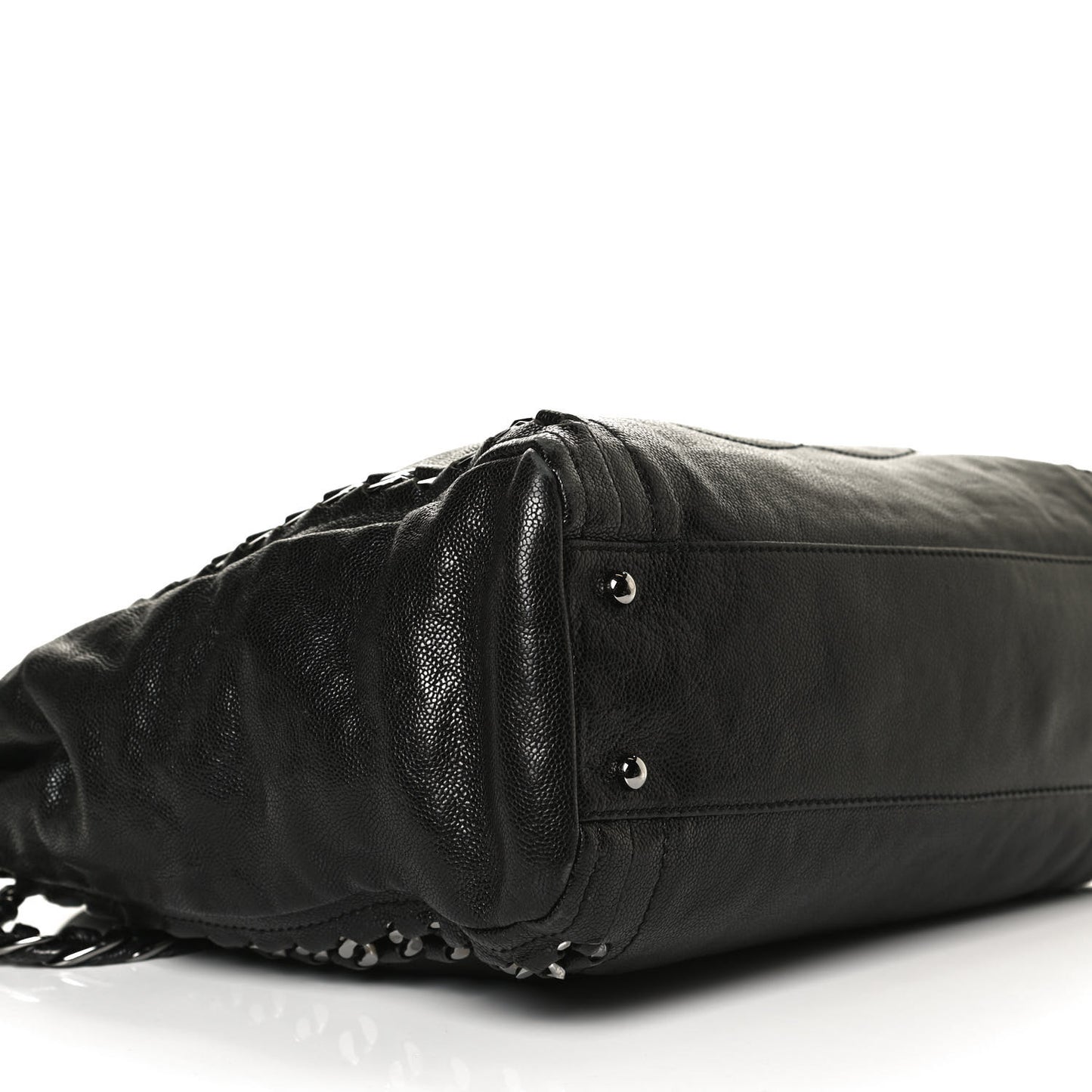 Glazed Caviar Modern Chain Tote Black