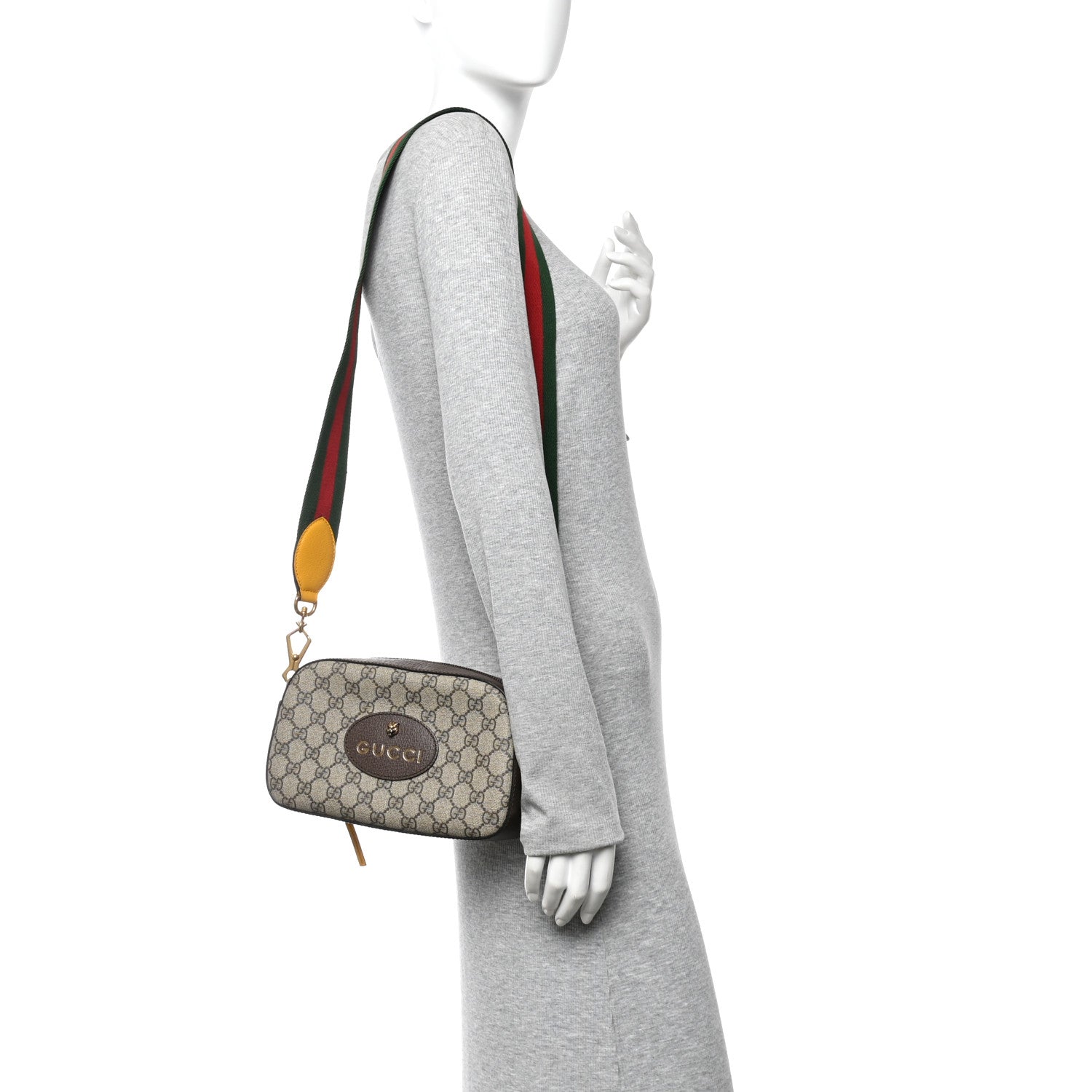 Gucci GG Supreme Monogram Web Neo Vintage Shoulder Bag Beige New Acero Crop 2 of 10