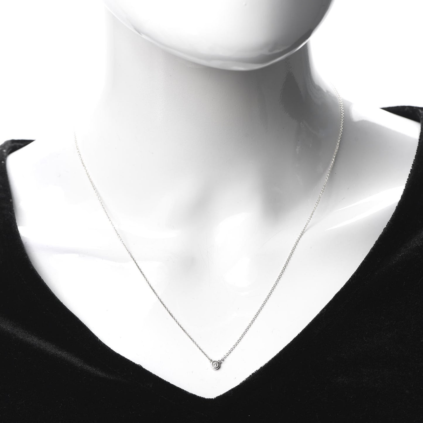 Sterling Silver Diamond .05ct Elsa Peretti Diamonds by the Yard Pendant Necklace