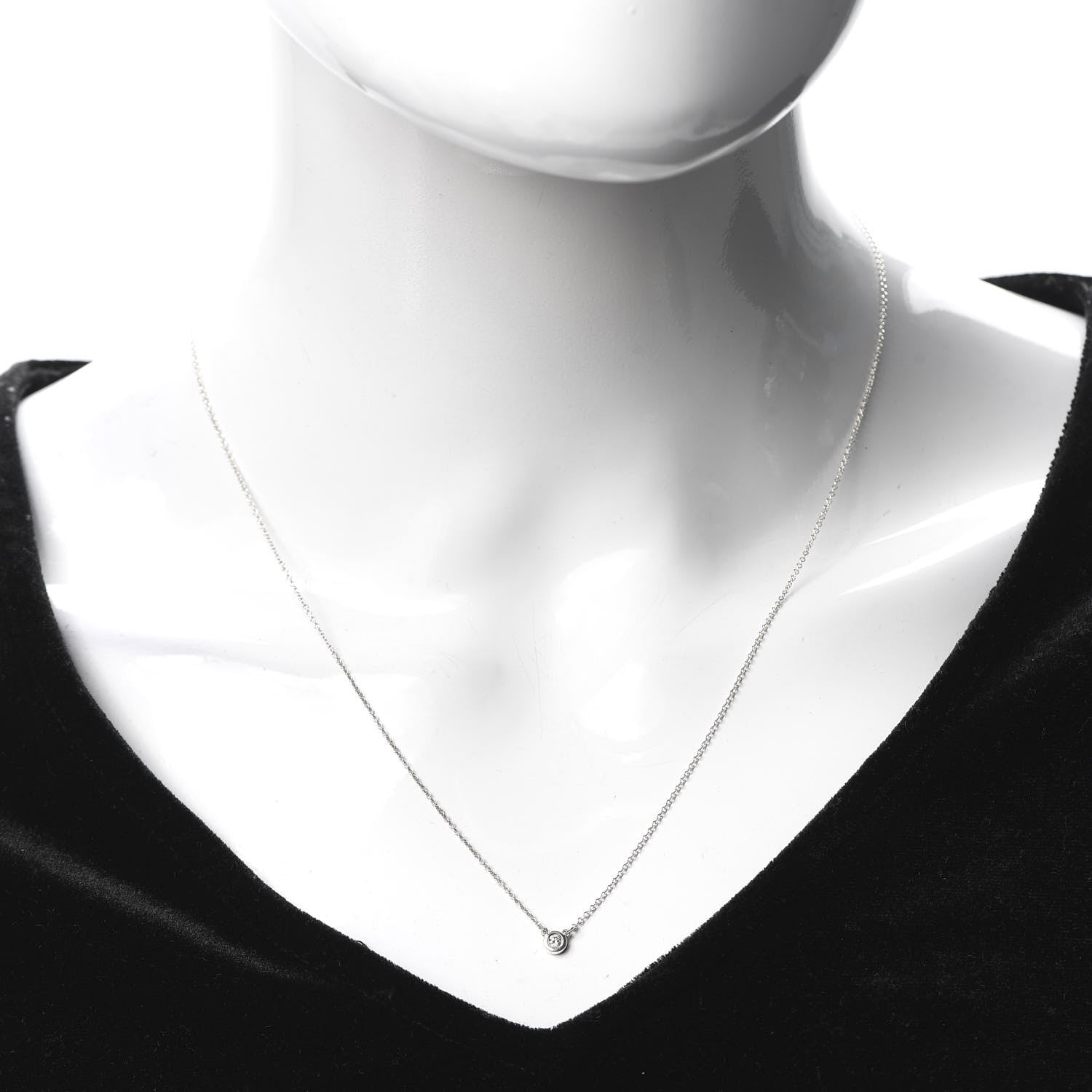 Tiffany Sterling Silver Diamond .05ct Elsa Peretti Diamonds by the Yard Pendant Necklace 2 of 6