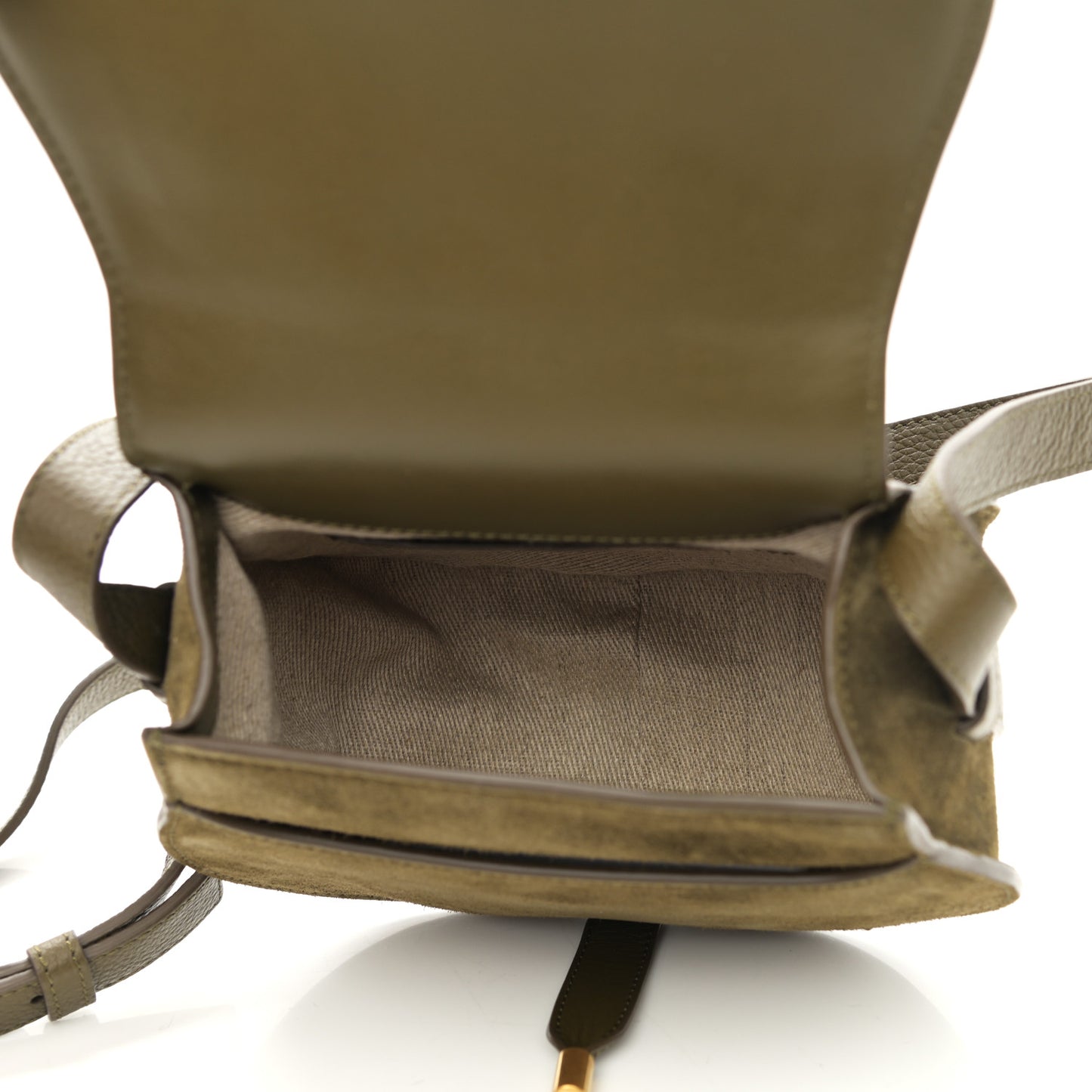 Suede Calfskin Mini Marcie Round Crossbody Bag Deep Olive