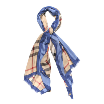 Burberry Modal Cashmere Haymarket Check Color Border Scarf Light Steel 1 of 7