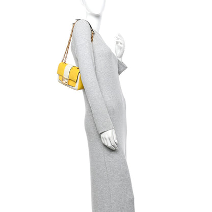Fendi Nappa Apolo Bi-Color Mini Chain Baguette Limone White Ice 2 of 15