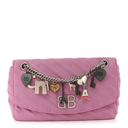 Balenciaga Calfskin Logo Matelasse M BB Chain Shoulder Bag Pink 1 of 14