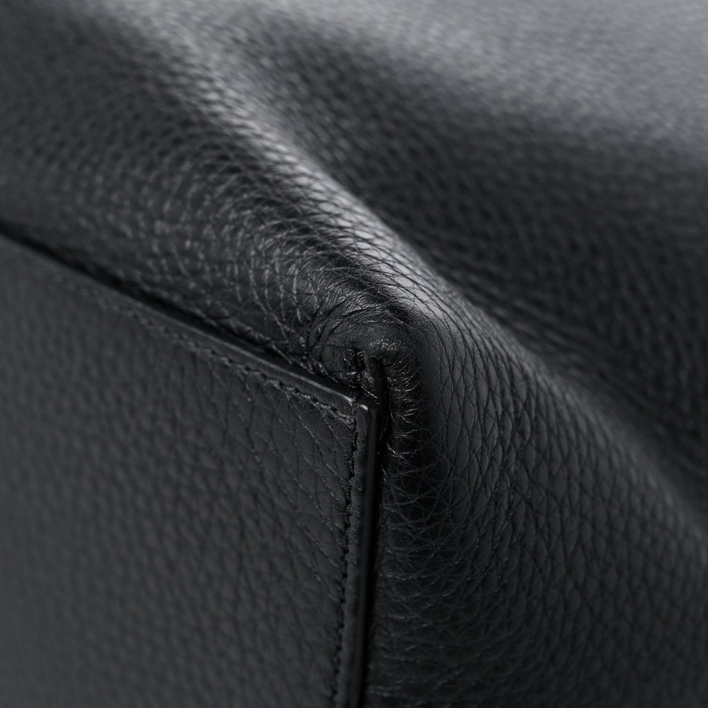 Grained Calfskin Rockstud Shoulder Tote Black
