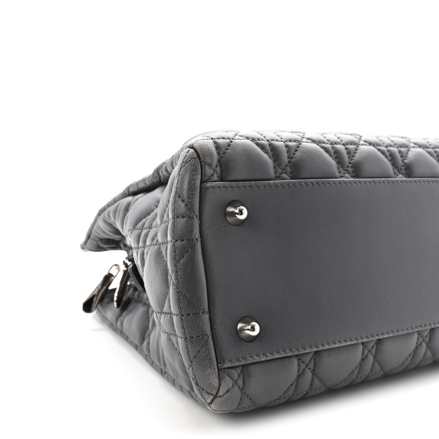Lambskin Cannage Small Dior Soft Zipped Shopping Tote Grey