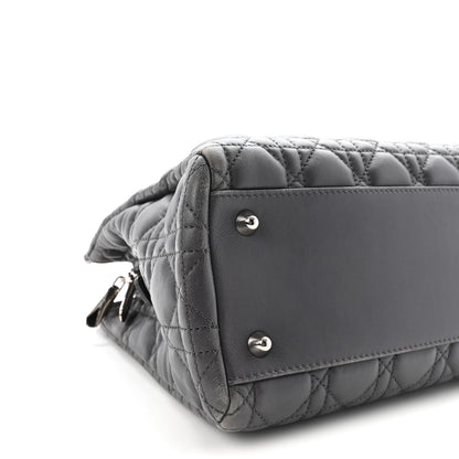 Christian Dior Lambskin Cannage Small Dior Soft Zipped Shopping Tote Grey 9 of 10