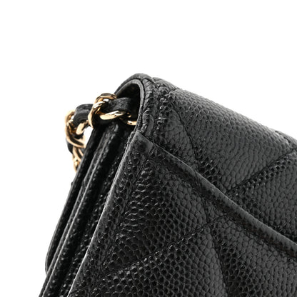 Chanel Caviar Quilted Flap Card Holder On Chain Black 12 of 13