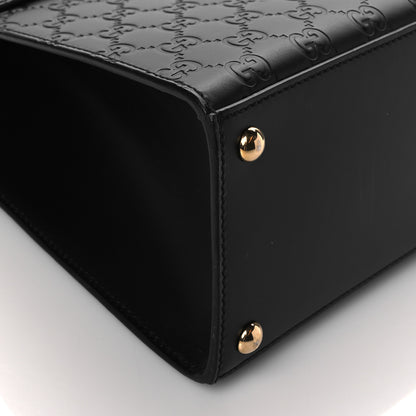 Gucci Guccissima Signature Medium Padlock Top Handle Bag Black 9 of 10