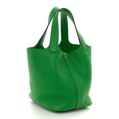 Hermes Taurillon Clemence Monochrome Picotin Lock 18 PM Bambou 3 of 11